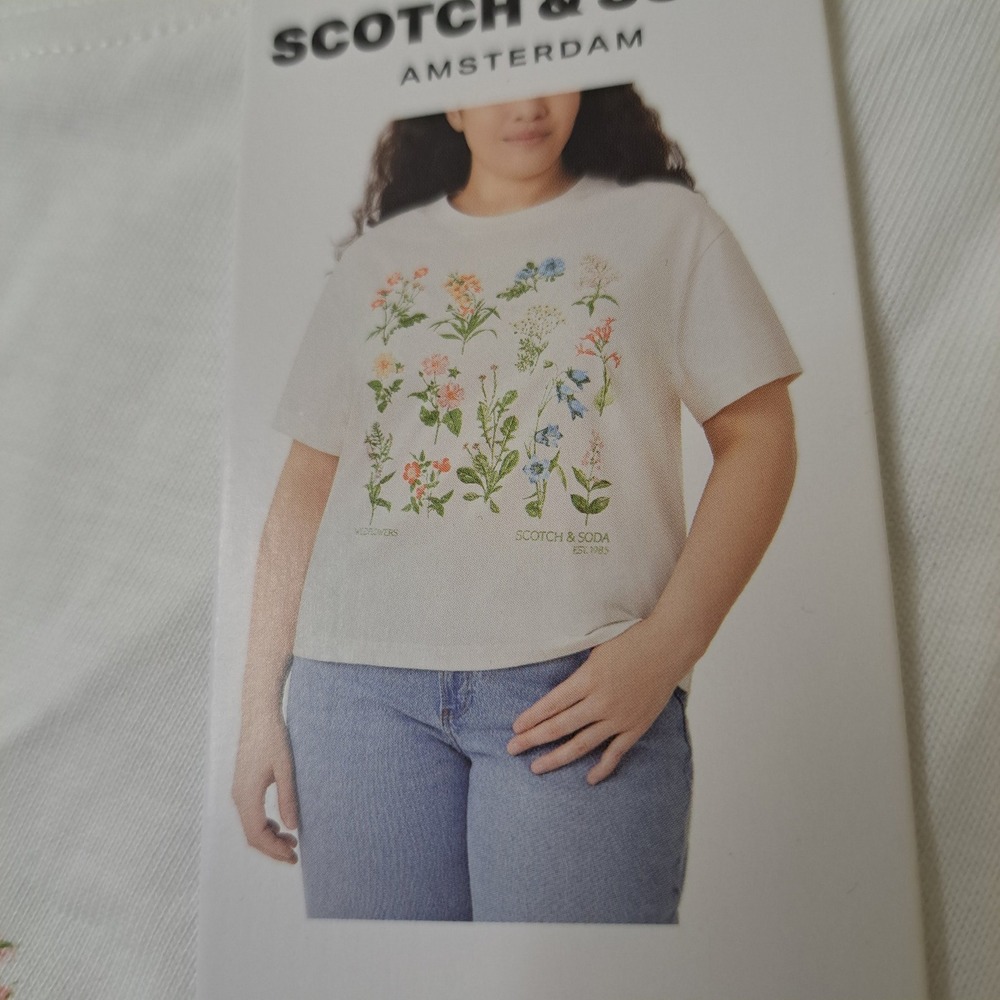 Scotch & Soda Tee XXL‎ White NWT Wildflower Botanical Graphic Crew Neck 1638-140